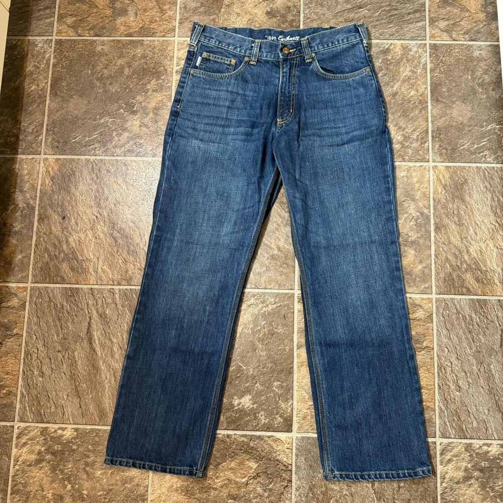 Carhartt Relaxed Fit Jeans Men’s 32x30 Straight Leg Style 101010 960 Dark Wash